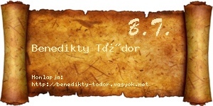 Benedikty Tódor névjegykártya